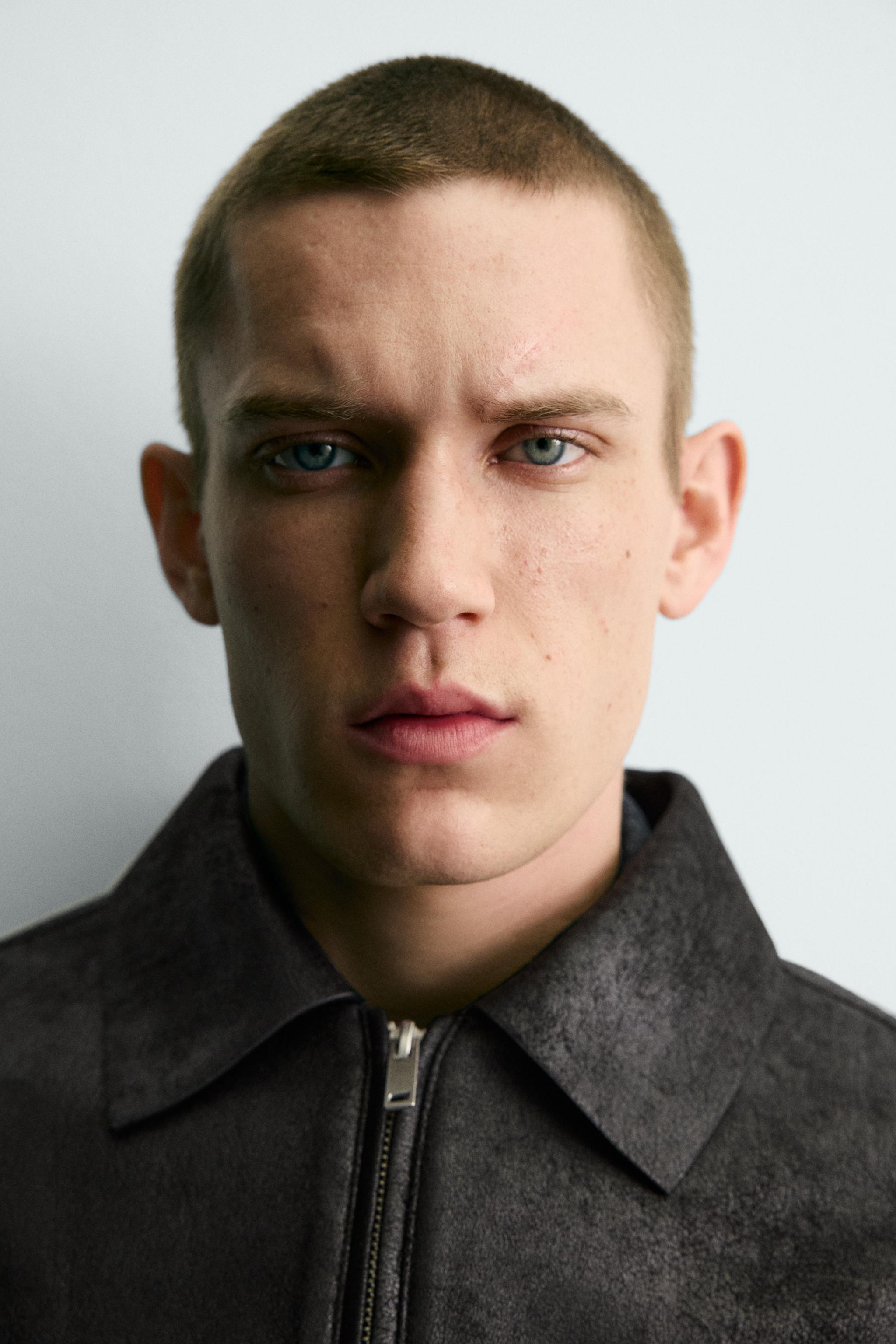 BLOUSON EN MATIÈRE SYNTHÉTIQUE DÉLAVÉ